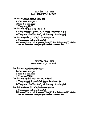 Đề kiểm tra 1 tiết môn Hình học 12 (cơ bản)